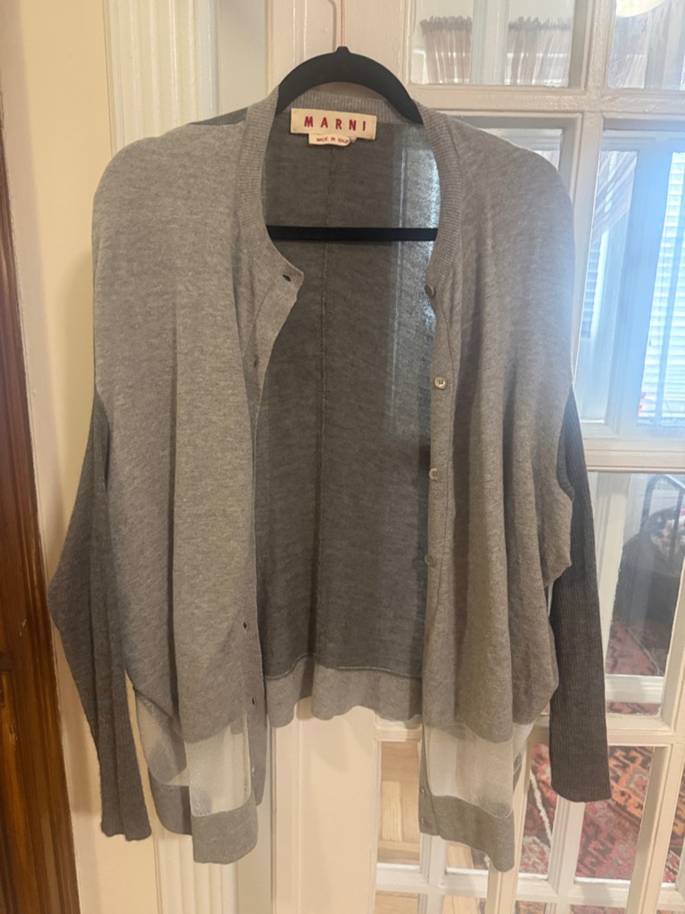 Marni Light Gray Two-Tone Button Cardigan